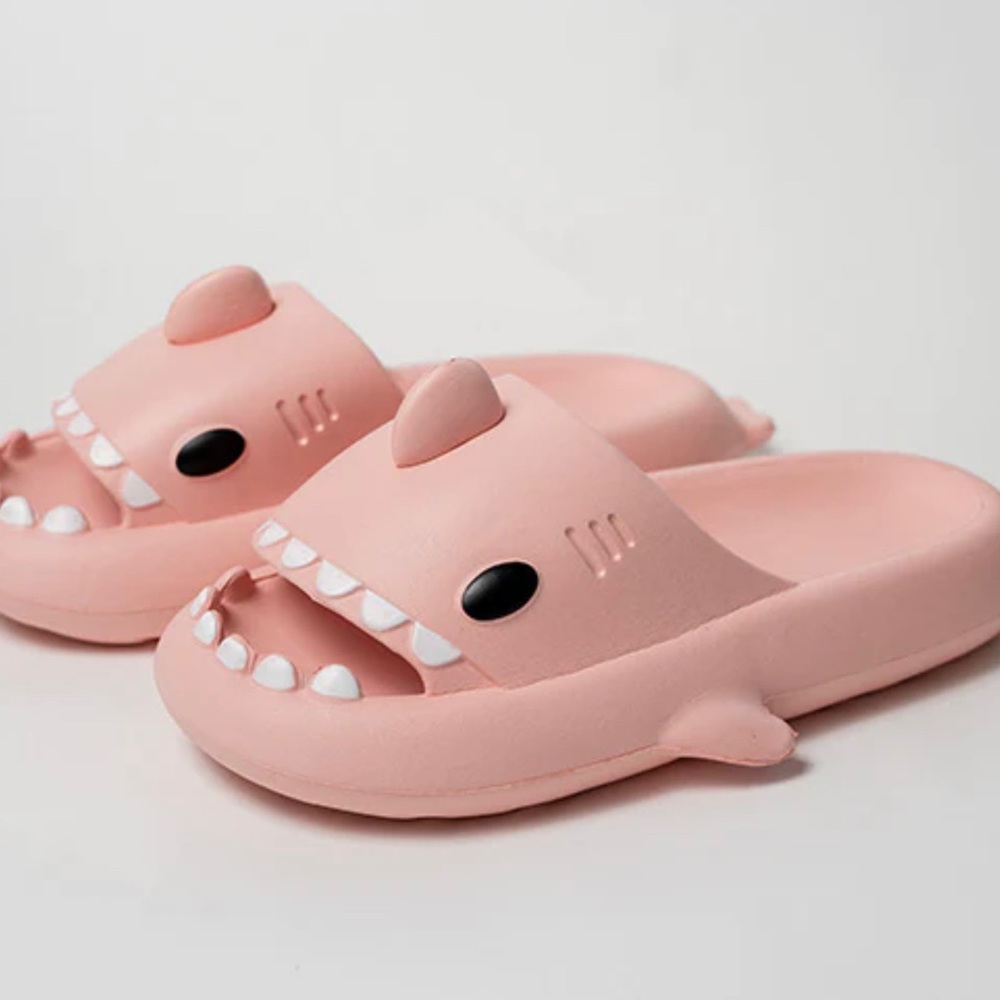 Boutique Pink Shark Slides - Picture 2 of 4